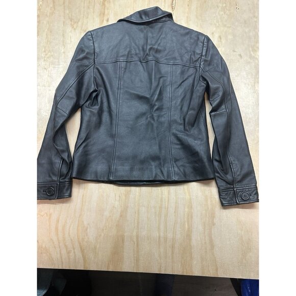 Valerie Steven’s Women’s Leather Zip Jacket S black Moto Grunge Goth Short - Picture 5 of 7